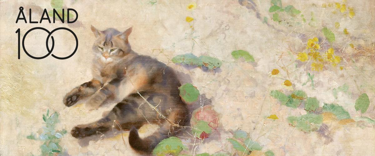 visar verket Katten Jeppe i solsken av Bruno Liljefors