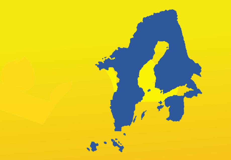 Kartsiluett över delar av norden