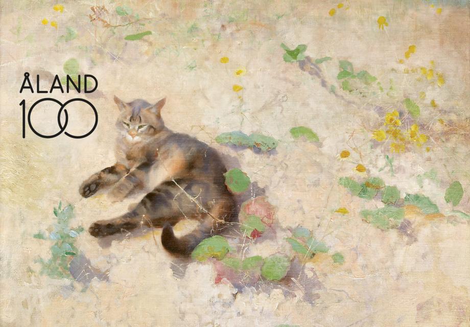 visar verket Katten Jeppe i solsken av Bruno Liljefors