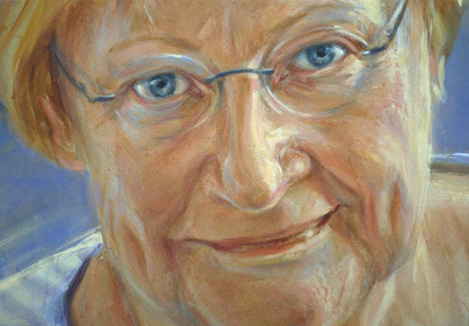 visar porträtt av Tarja Halonen målad av Danelle Bergström