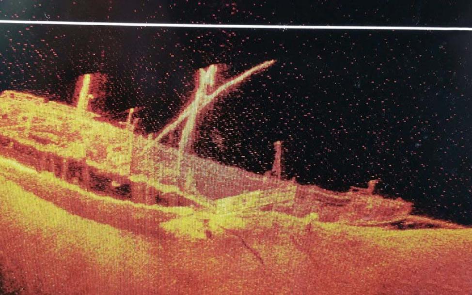 Sonarscan av vrak på havsbottnen