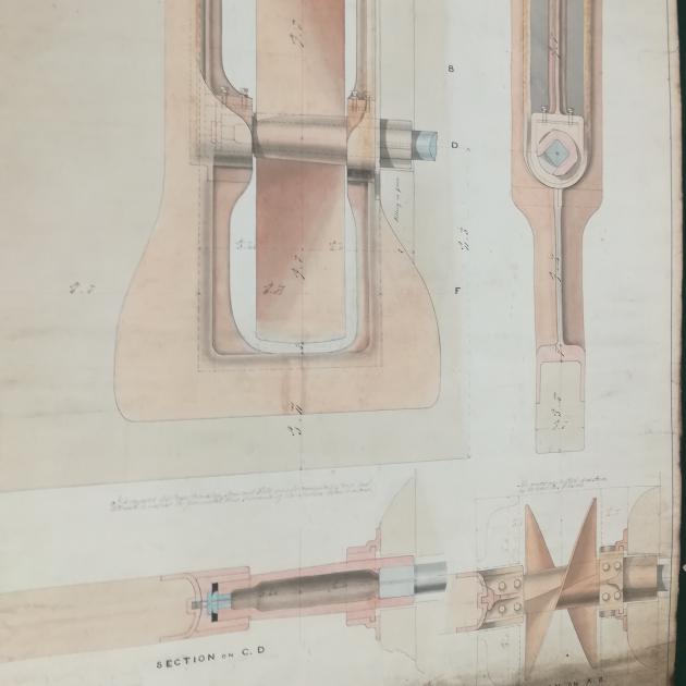 Ritning över propellerns montering (NMM, London)