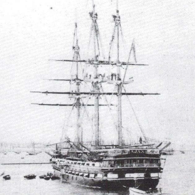 Fotografi HMS AJAX, Kingstown, 1860-talet.