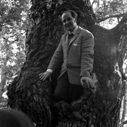 Landsprost Valdemar Nyman poserar vid ett träd